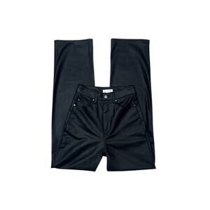 H&M Faux Leather Wide-Leg Pants - Women's Size 4 Black